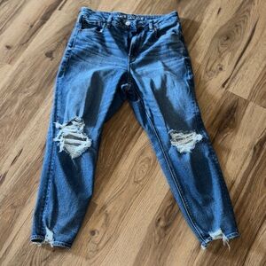 American Eagle Outfitters Ripped Blue Ankle Jeans